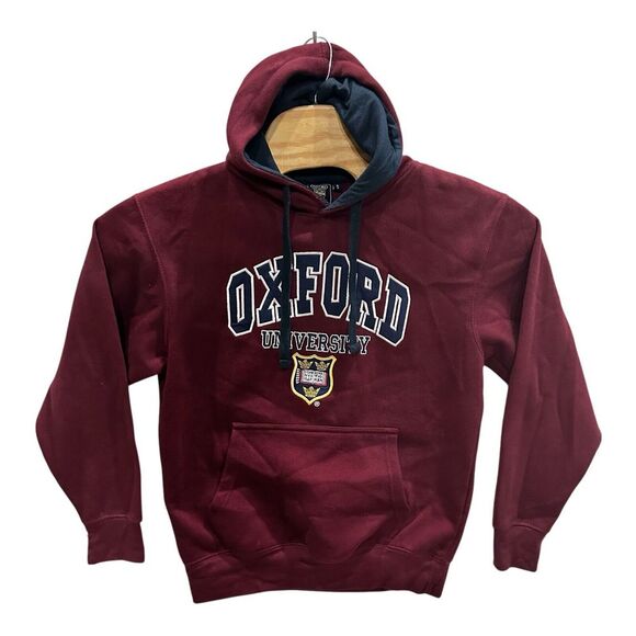 Oxford University Hoodie Mens Small‎ Red Maroon Pullover Sweatshirt College Y2K - Picture 2 of 8